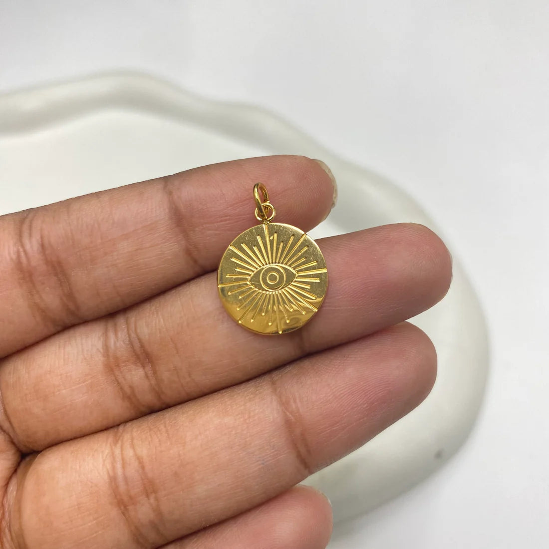 Evil Eye Pendant + Chain - 18k Gold Plated