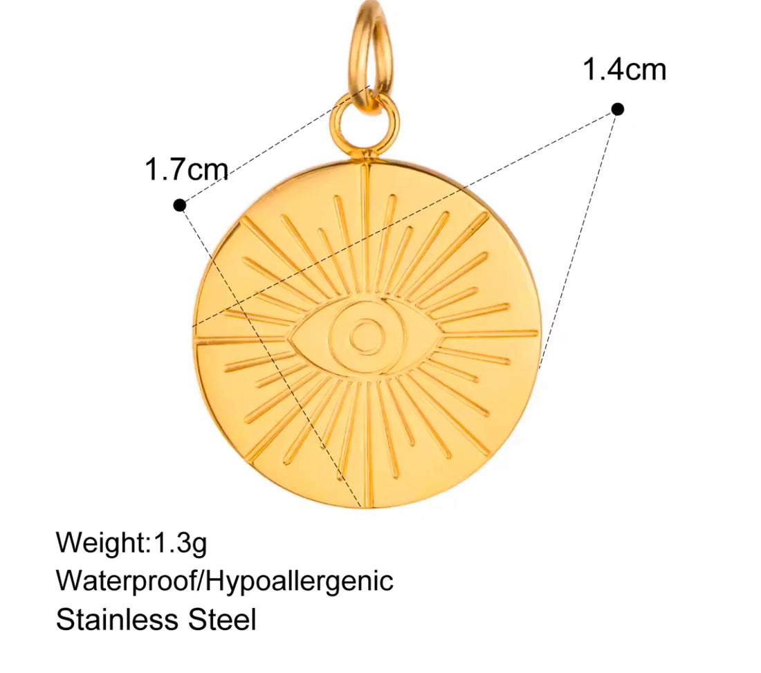 Evil Eye Pendant + Chain - 18k Gold Plated