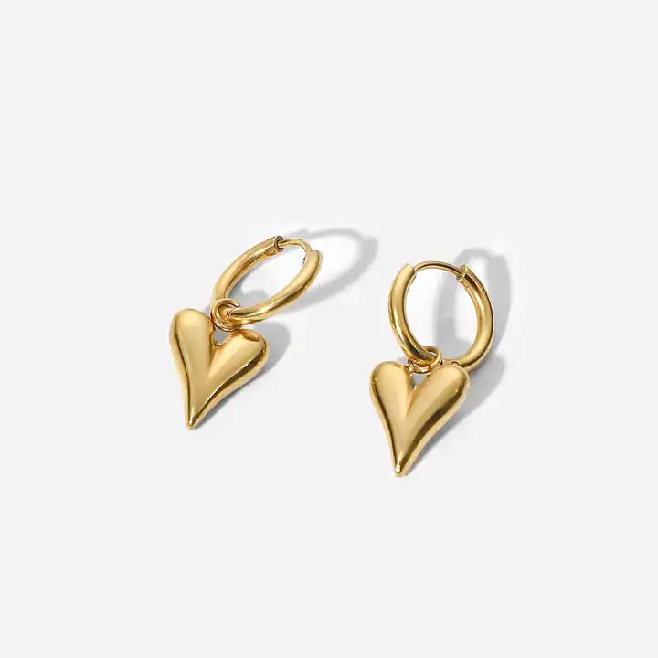 Heart Hoops - 18K Gold Plated