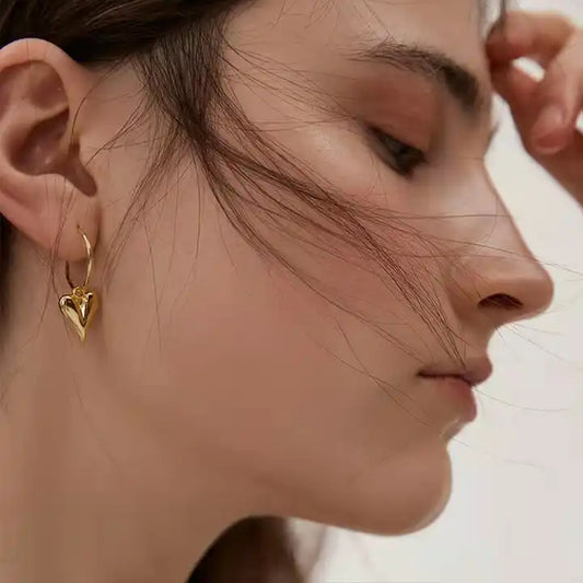 Heart Hoops - 18K Gold Plated