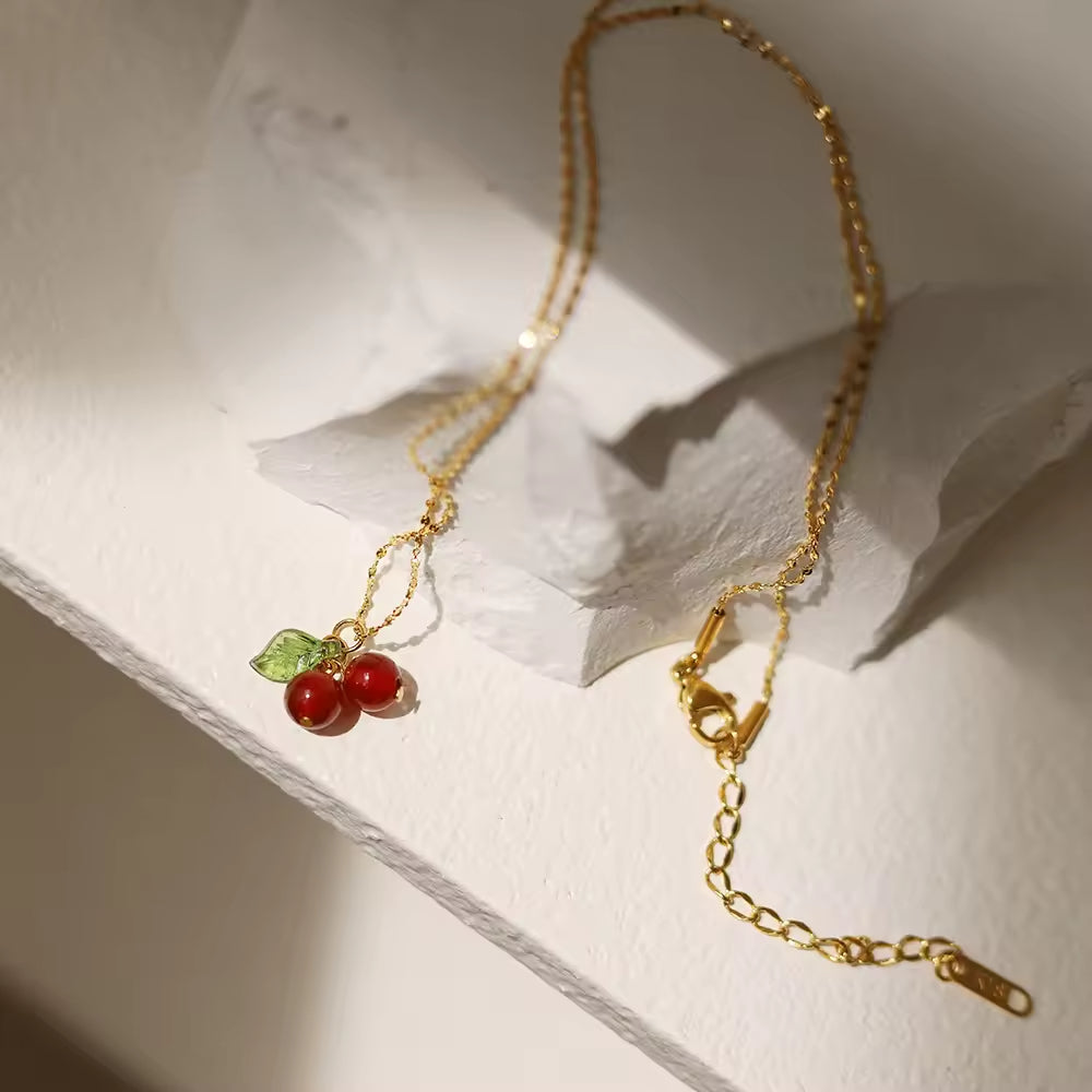Cherry Lady Necklace - 18k Gold Plated