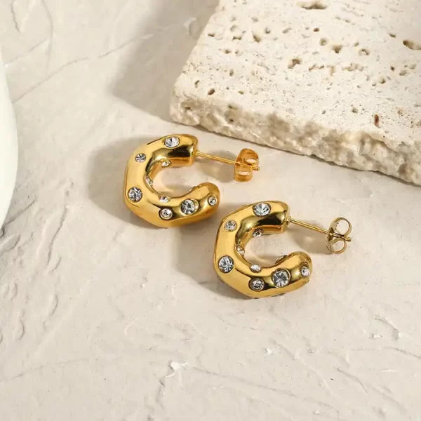Honeycomb Hoops - 18K Gold Plated