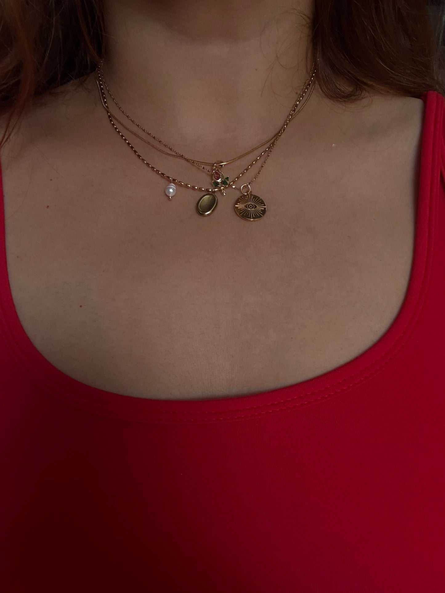 Tulip Necklace (Red) - 18k Gold Plated