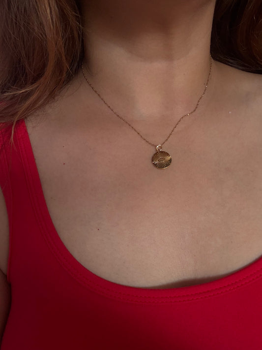Evil Eye Pendant + Chain - 18k Gold Plated