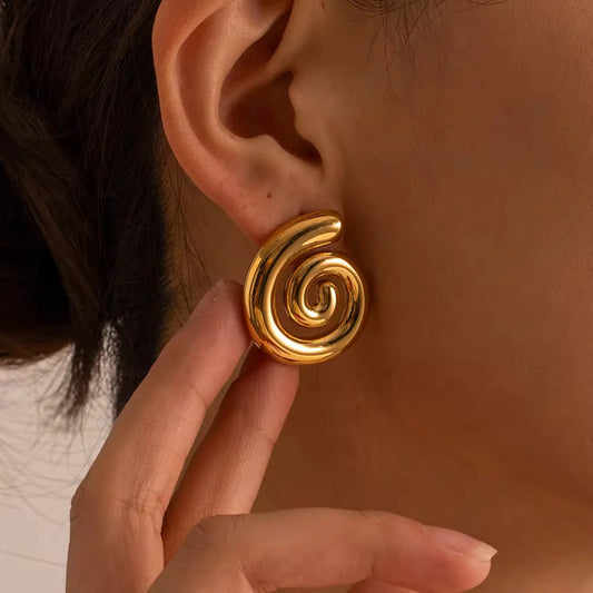 Swirl Studs - 18K Gold Plated