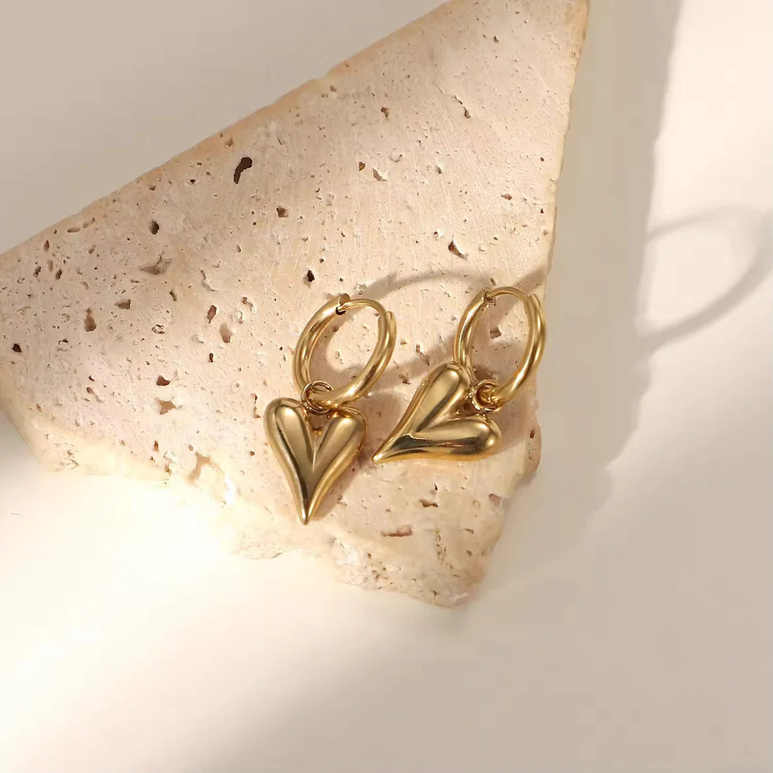 Heart Hoops - 18K Gold Plated