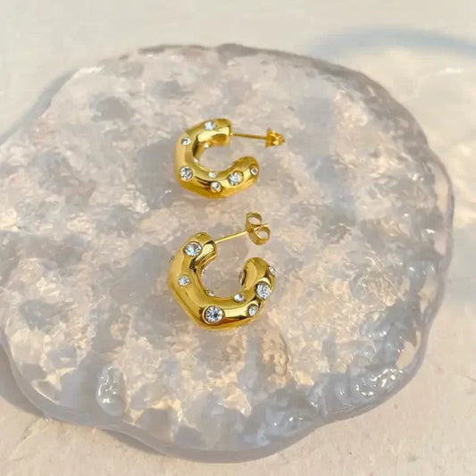 Honeycomb Hoops - 18K Gold Plated