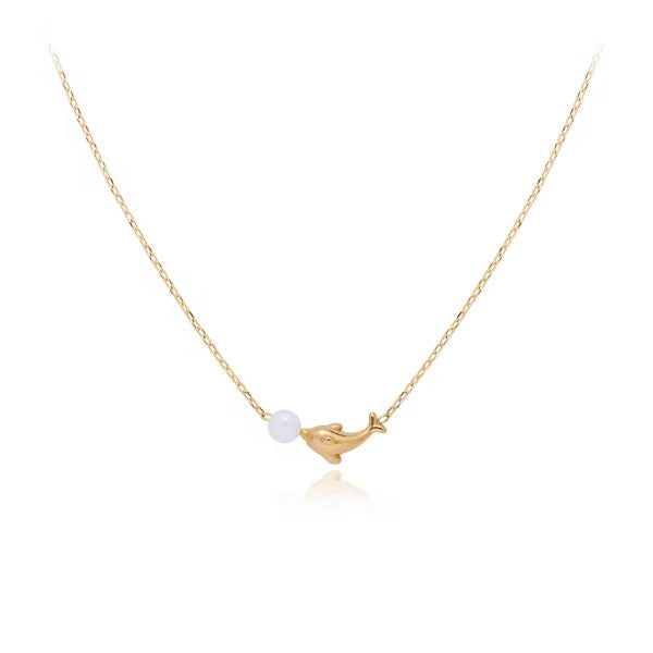 Dolphin Pearl Necklace - 18K Gold Plated