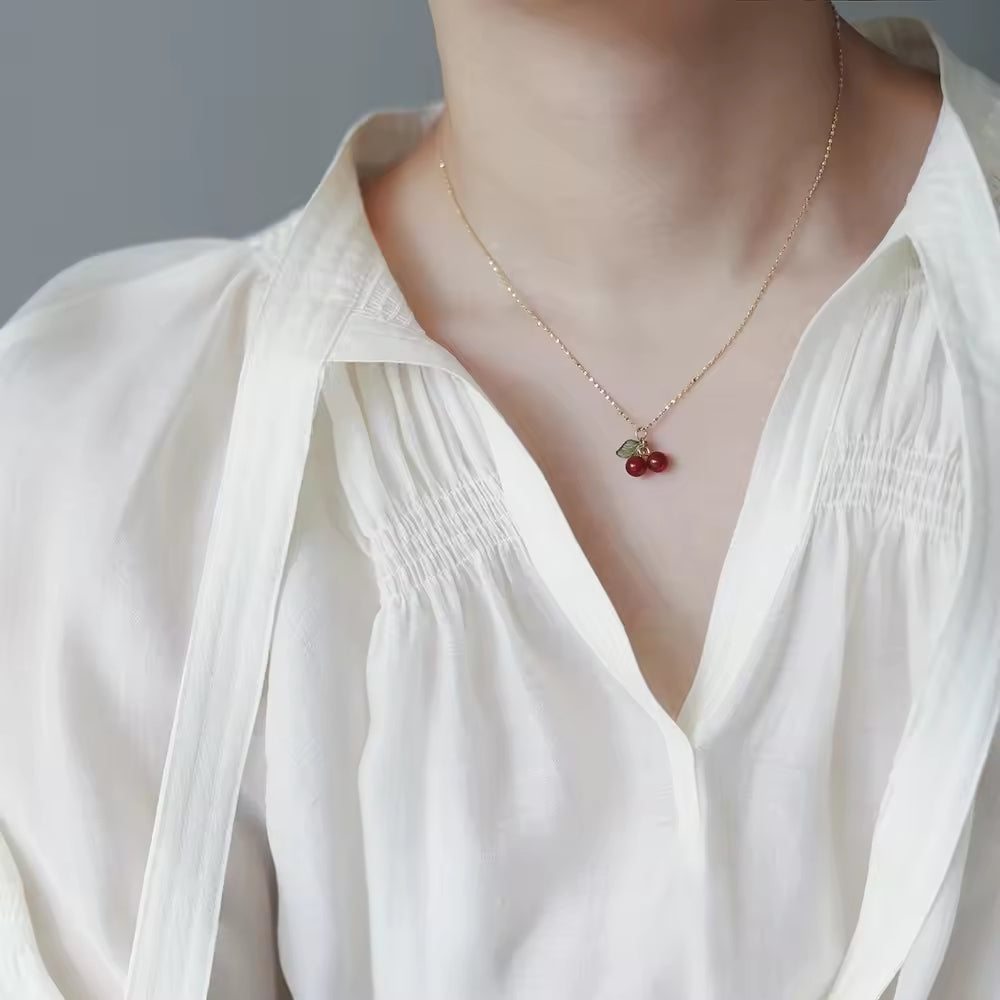 Cherry Lady Necklace - 18k Gold Plated